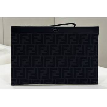 Fendi Medium Flat Pouch Bag FF fabric Black 2024 (chaoliu-24041058)