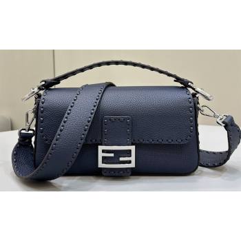 Fendi Medium Baguette Bag Midnight blue Selleria with oversize topstitching 2024 (chaoliu-24040909)