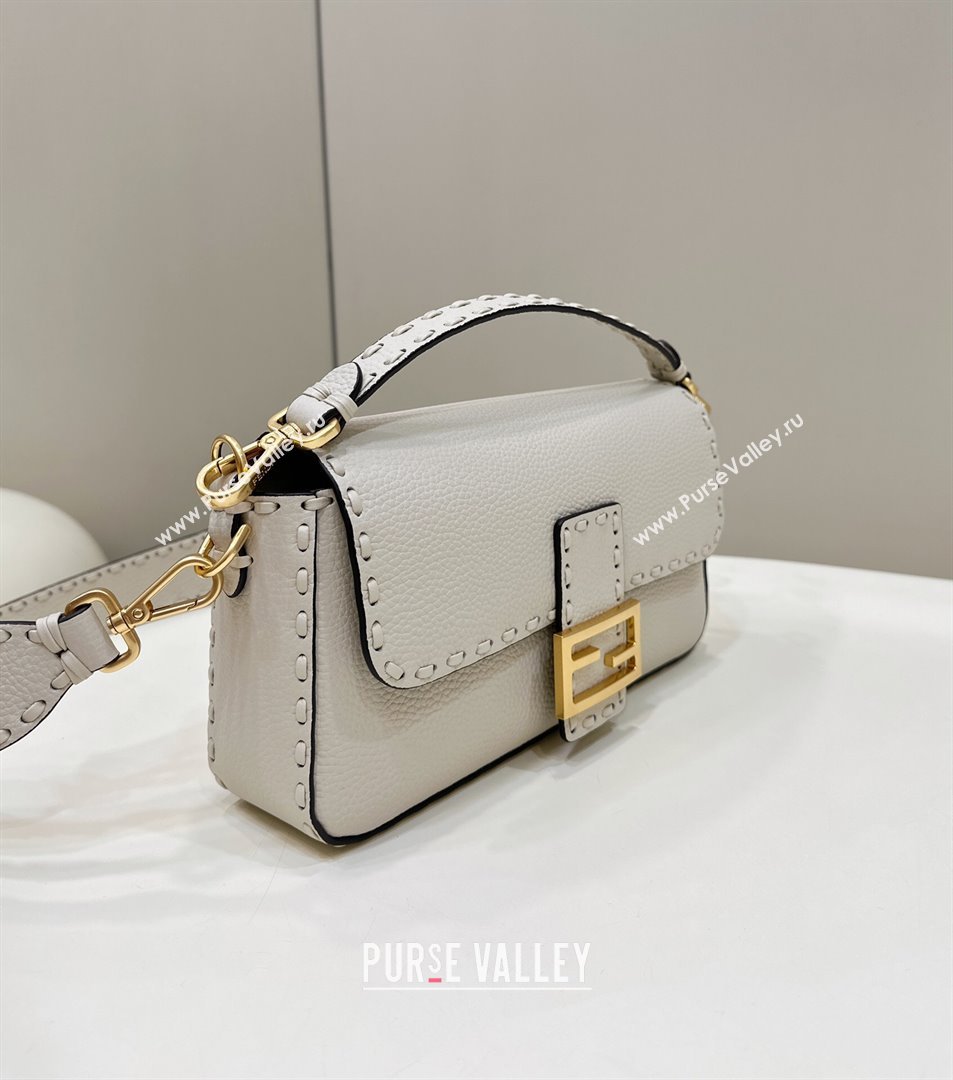 Fendi Medium Baguette Bag Camellia Selleria with oversize topstitching 2024 (chaoliu-24040913)