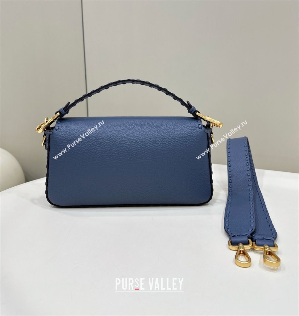 Fendi Medium Baguette Bag Blue Selleria with oversize topstitching 2024 (chaoliu-24040910)