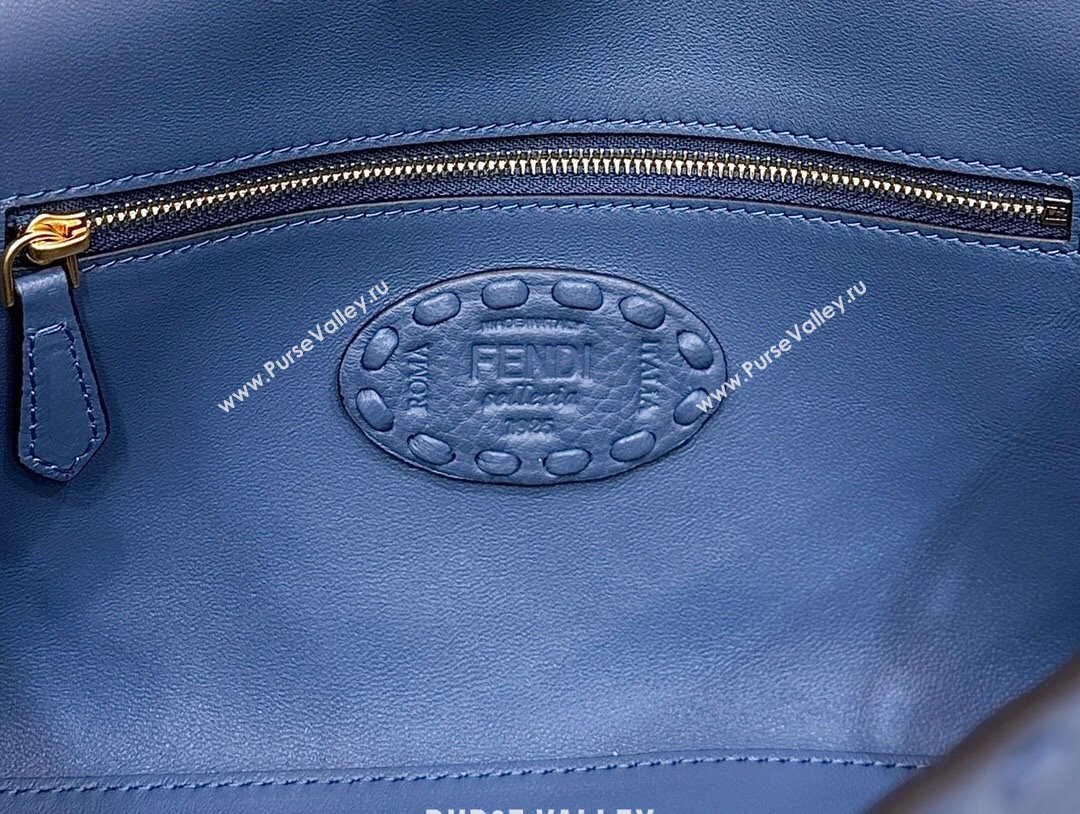 Fendi Medium Baguette Bag Blue Selleria with oversize topstitching 2024 (chaoliu-24040910)