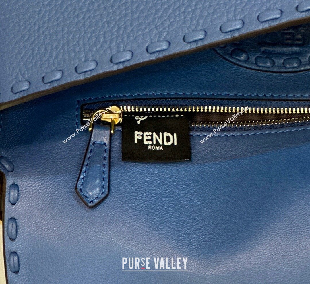 Fendi Medium Baguette Bag Blue Selleria with oversize topstitching 2024 (chaoliu-24040910)