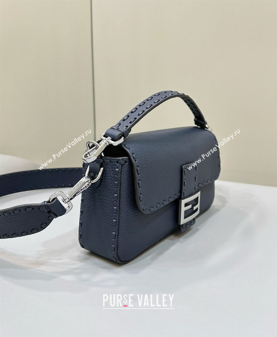 Fendi Medium Baguette Bag Midnight blue Selleria with oversize topstitching 2024 (chaoliu-24040909)