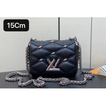 Louis Vuitton Lambskin Pico GO-14 Bag with metal studs M24246 Black 2024 (kiki-24041119)