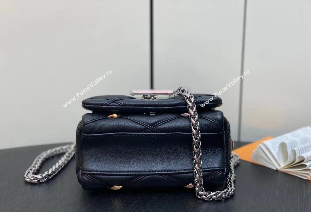 Louis Vuitton Lambskin Pico GO-14 Bag with metal studs M24246 Black 2024 (kiki-24041119)