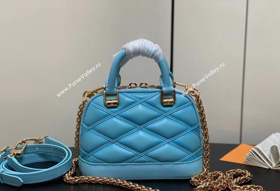 Louis Vuitton Lambskin Nano Alma Bag M83049 Lagoon Blue 2024 (kiki-24041113)