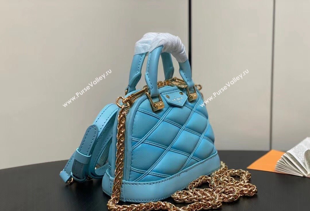 Louis Vuitton Lambskin Nano Alma Bag M83049 Lagoon Blue 2024 (kiki-24041113)