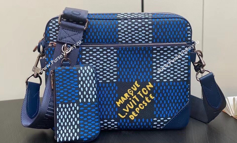 Louis Vuitton Canvas Trio Messenger Bag N40694 Blue 2024 (kiki-24041111)