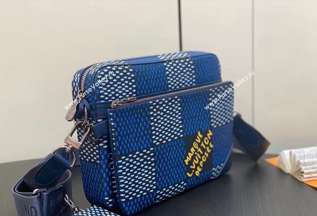 Louis Vuitton Canvas Trio Messenger Bag N40694 Blue 2024 (kiki-24041111)