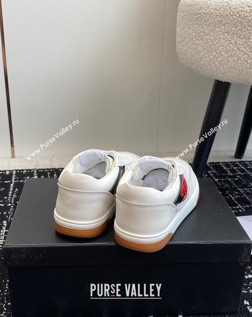 Chanel Calfskin Leather Logo Sneakers White/Red/Black 2024 (jincheng-24041105)