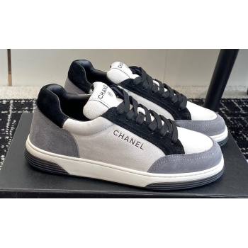 Chanel Suede Leather Logo Sneakers White/Gray 2024 (jincheng-24041102)