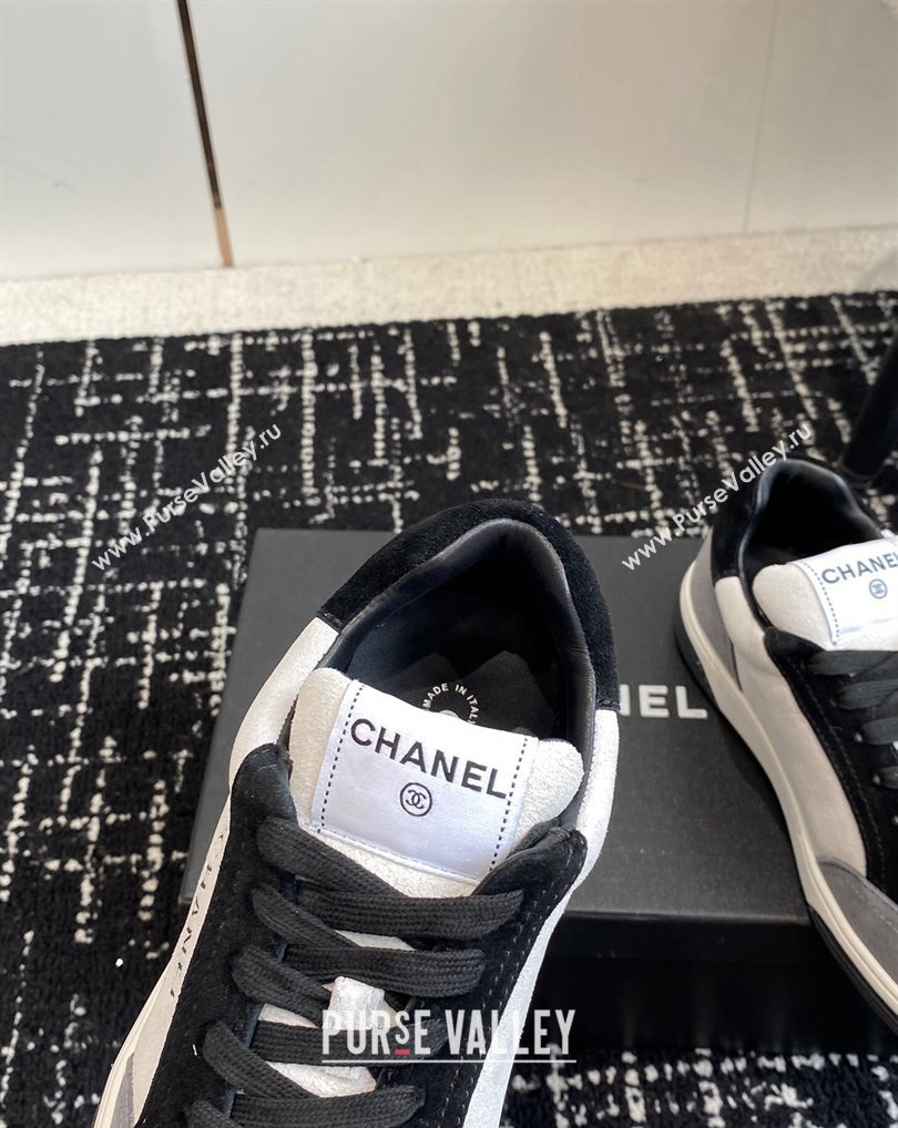 Chanel Suede Leather Logo Sneakers White/Gray 2024 (jincheng-24041102)