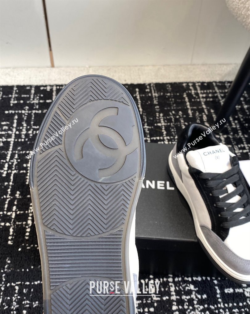 Chanel Suede Leather Logo Sneakers White/Gray 2024 (jincheng-24041102)