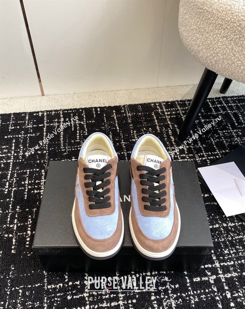 Chanel Suede Leather Logo Sneakers Camel/Blue 2024 (jincheng-24041103)