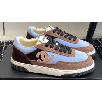 Chanel Suede Leather Logo Sneakers Camel/Blue 2024 (jincheng-24041103)