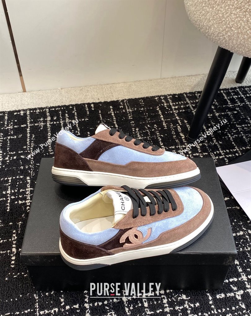 Chanel Suede Leather Logo Sneakers Camel/Blue 2024 (jincheng-24041103)