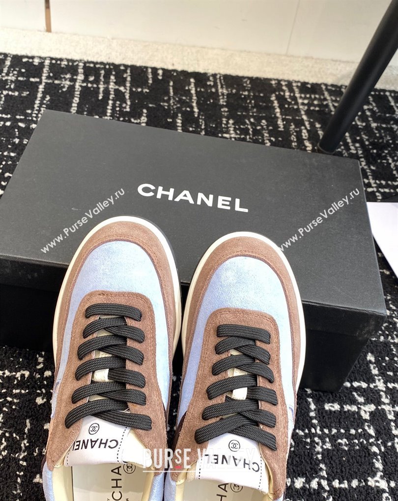 Chanel Suede Leather Logo Sneakers Camel/Blue 2024 (jincheng-24041103)