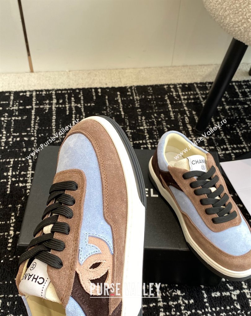 Chanel Suede Leather Logo Sneakers Camel/Blue 2024 (jincheng-24041103)