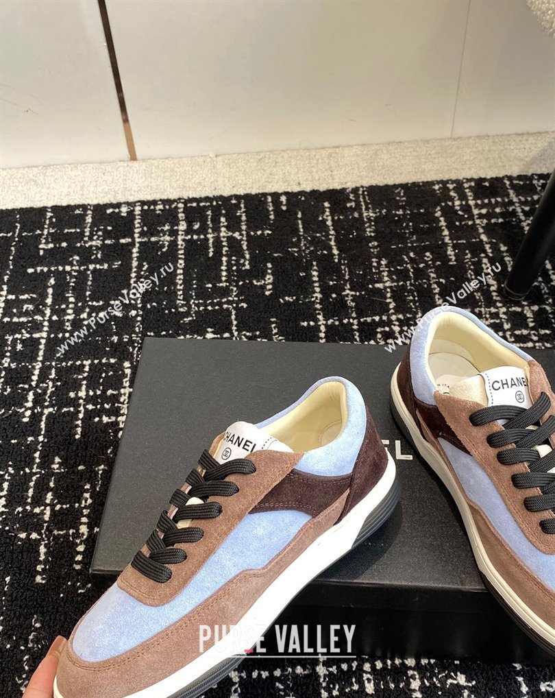 Chanel Suede Leather Logo Sneakers Camel/Blue 2024 (jincheng-24041103)