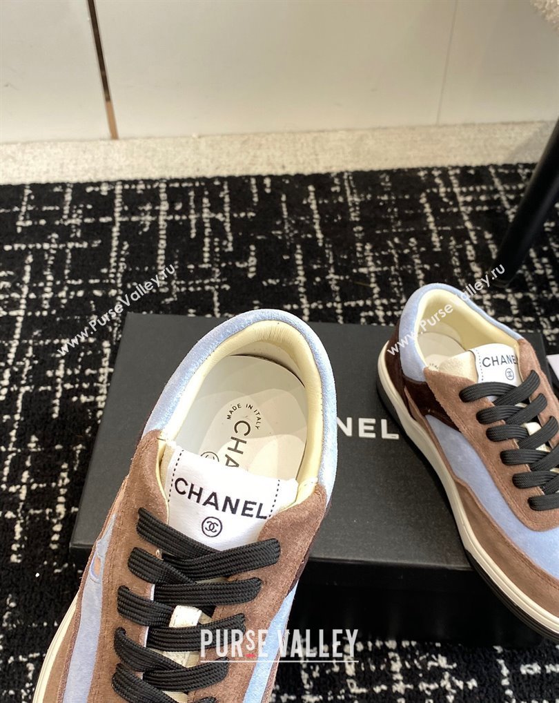 Chanel Suede Leather Logo Sneakers Camel/Blue 2024 (jincheng-24041103)