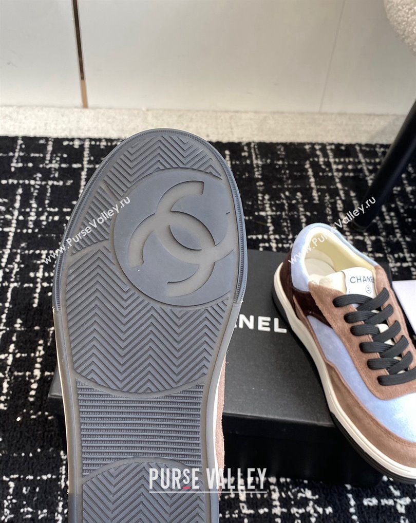 Chanel Suede Leather Logo Sneakers Camel/Blue 2024 (jincheng-24041103)