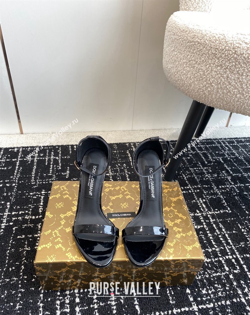Dolce Gabbana Heel 10cm Patent Leather Sandals Black 2024 (jincheng-24041114)