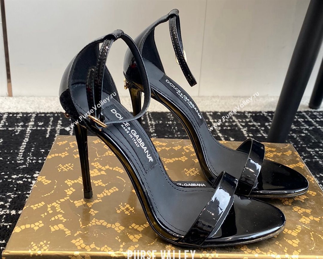 Dolce Gabbana Heel 10cm Patent Leather Sandals Black 2024 (jincheng-24041114)