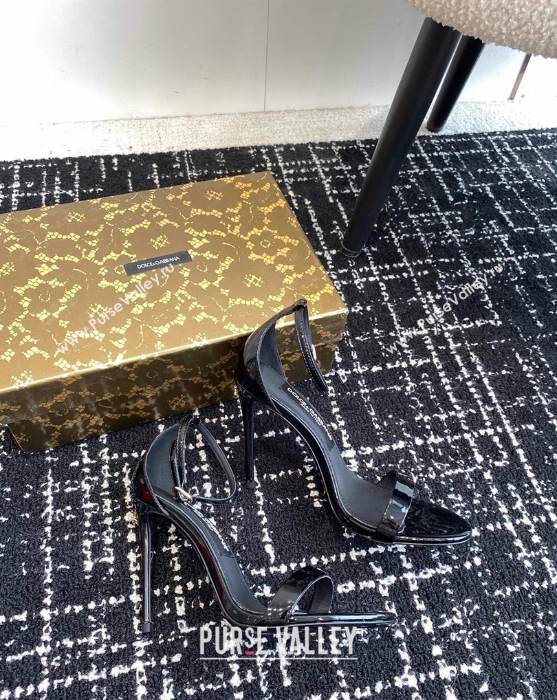Dolce Gabbana Heel 10cm Patent Leather Sandals Black 2024 (jincheng-24041114)