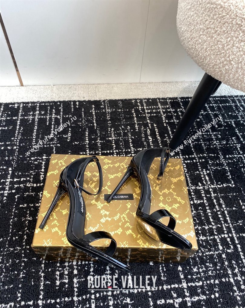 Dolce Gabbana Heel 10cm Patent Leather Sandals Black 2024 (jincheng-24041114)