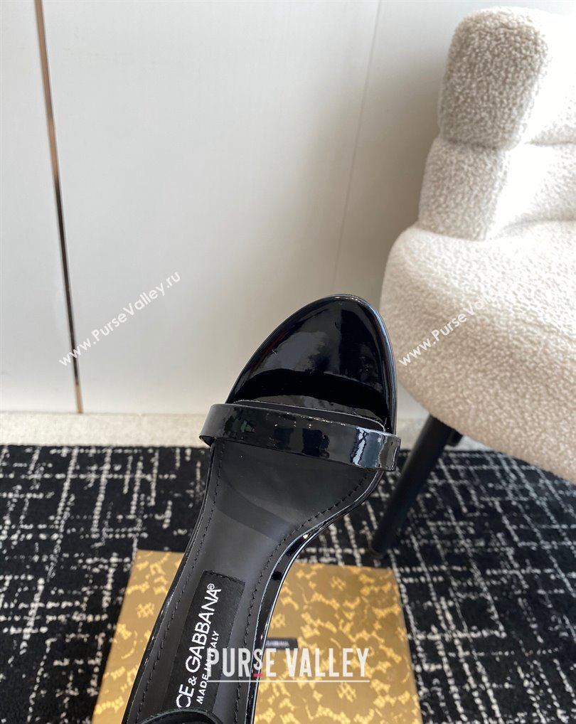 Dolce Gabbana Heel 10cm Patent Leather Sandals Black 2024 (jincheng-24041114)