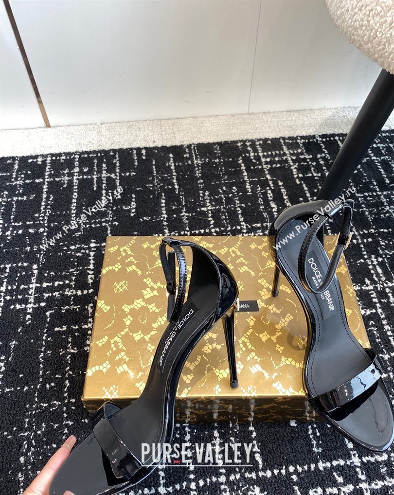 Dolce Gabbana Heel 10cm Patent Leather Sandals Black 2024 (jincheng-24041114)