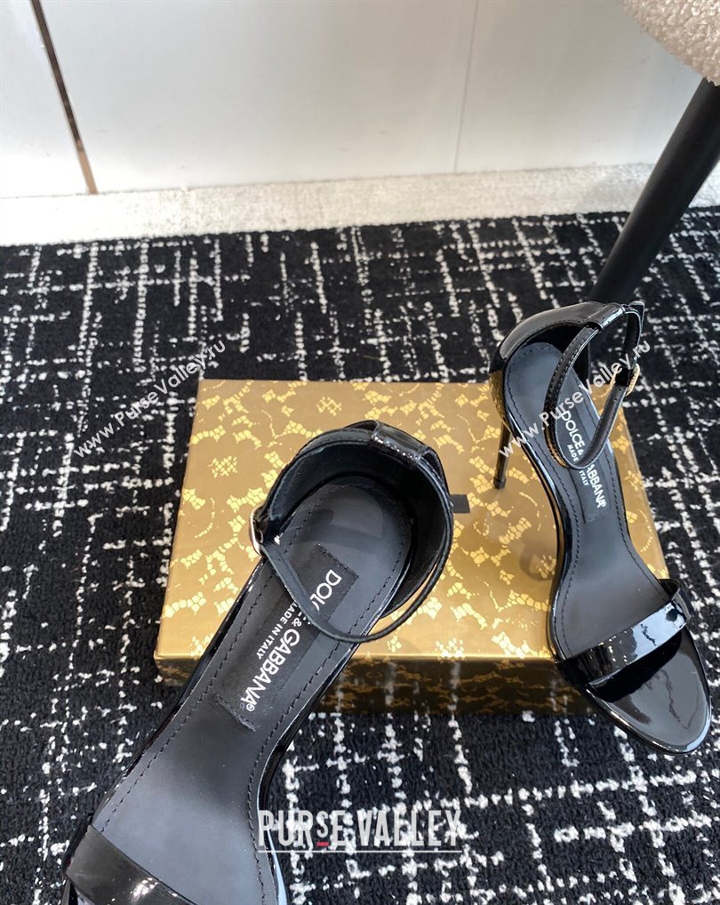 Dolce Gabbana Heel 10cm Patent Leather Sandals Black 2024 (jincheng-24041114)