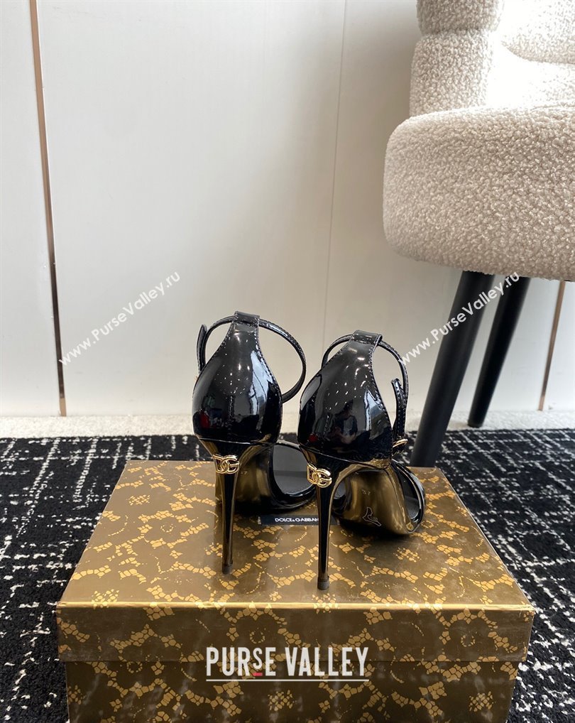 Dolce Gabbana Heel 10cm Patent Leather Sandals Black 2024 (jincheng-24041114)