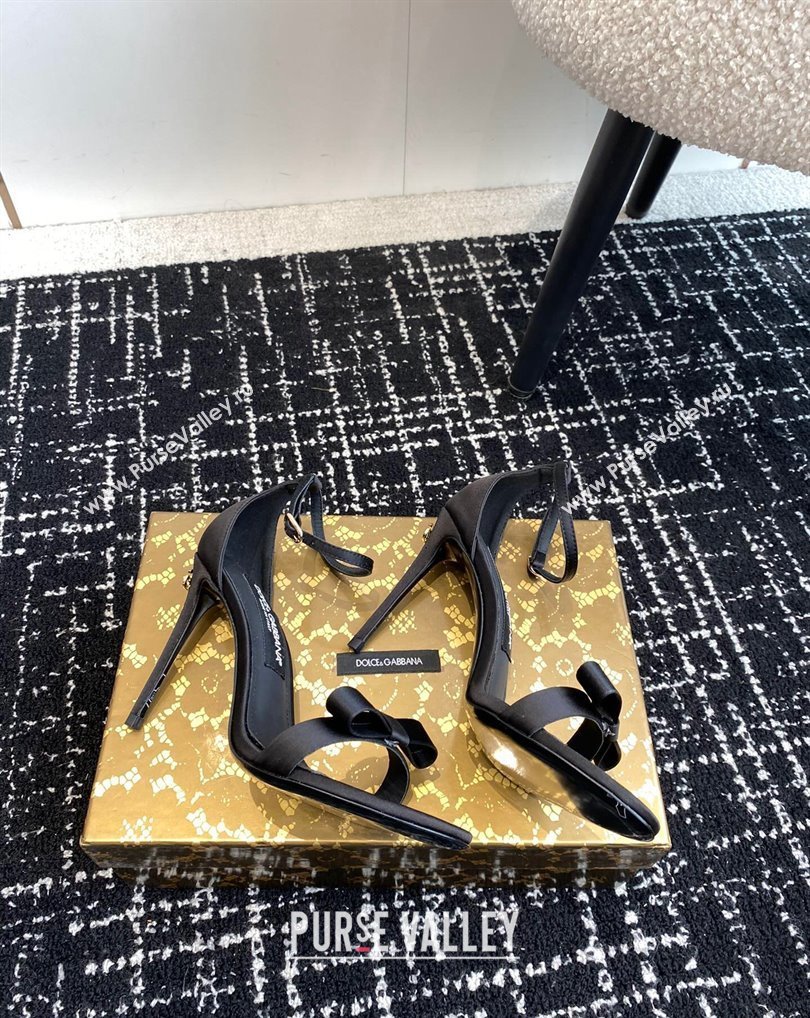 Dolce Gabbana Heel 10cm Satin Sandals Black 2024 (jincheng-24041116)