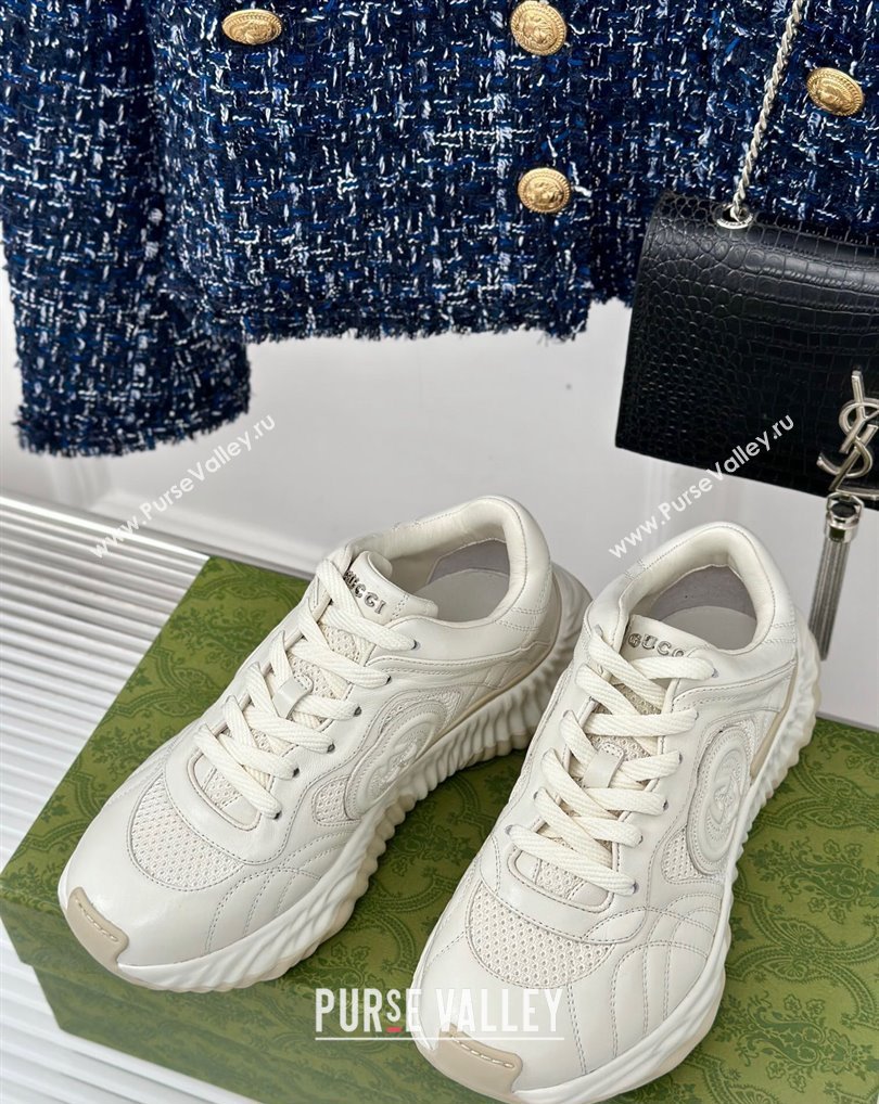 Gucci Ripple trainer Women/Men Sneakers in leather White 2024 (kaola-24041108)