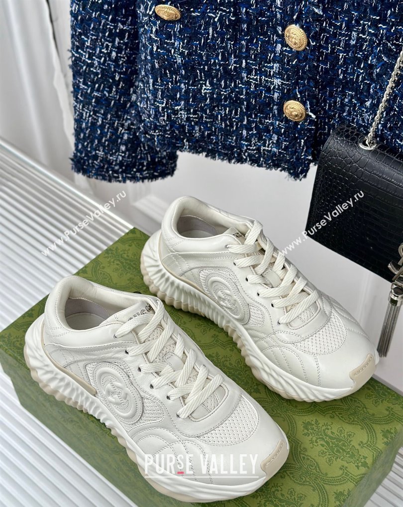 Gucci Ripple trainer Women/Men Sneakers in leather White 2024 (kaola-24041108)