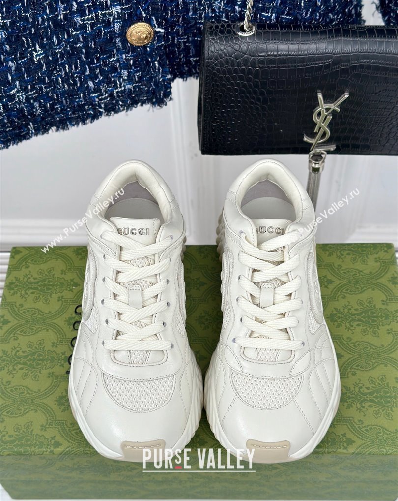 Gucci Ripple trainer Women/Men Sneakers in leather White 2024 (kaola-24041108)