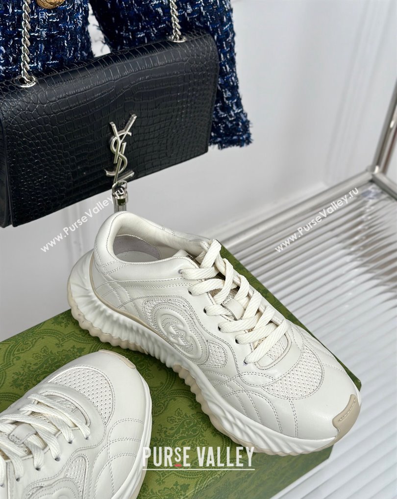 Gucci Ripple trainer Women/Men Sneakers in leather White 2024 (kaola-24041108)