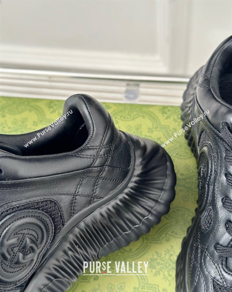 Gucci Ripple trainer Women/Men Sneakers in leather Black 2024 (kaola-24041107)