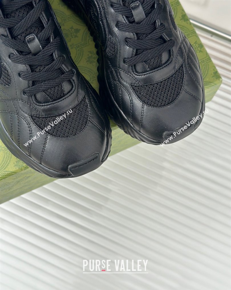 Gucci Ripple trainer Women/Men Sneakers in leather Black 2024 (kaola-24041107)