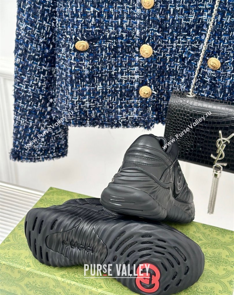 Gucci Ripple trainer Women/Men Sneakers in leather Black 2024 (kaola-24041107)