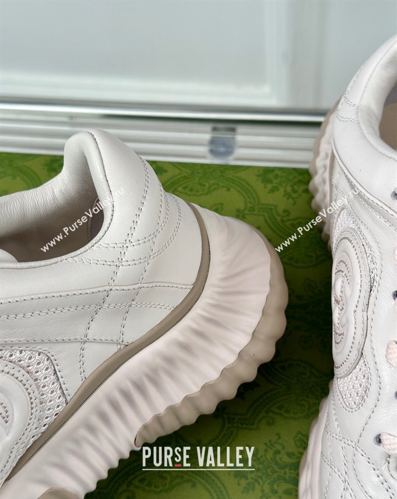 Gucci Ripple trainer Women/Men Sneakers in leather Pale Pink 2024 (kaola-24041109)