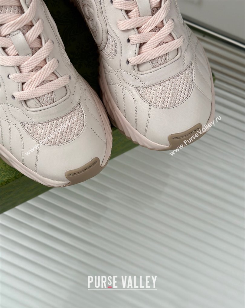 Gucci Ripple trainer Women/Men Sneakers in leather Pale Pink 2024 (kaola-24041109)