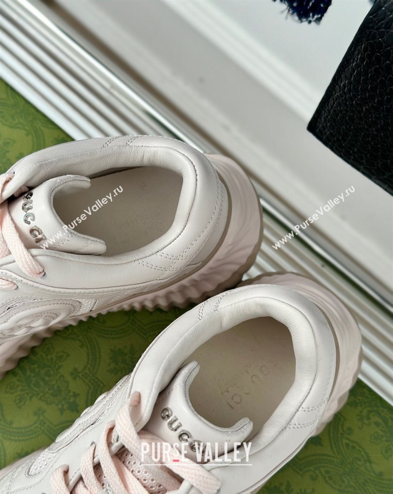 Gucci Ripple trainer Women/Men Sneakers in leather Pale Pink 2024 (kaola-24041109)