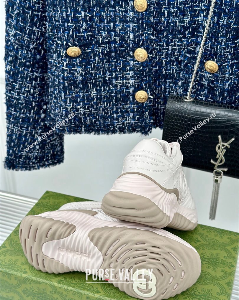 Gucci Ripple trainer Women/Men Sneakers in leather Pale Pink 2024 (kaola-24041109)