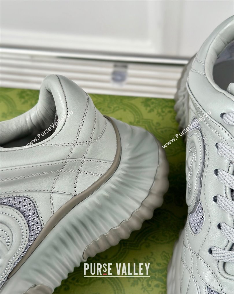 Gucci Ripple trainer Women/Men Sneakers in leather Pale Gray 2024 (kaola-24041110)