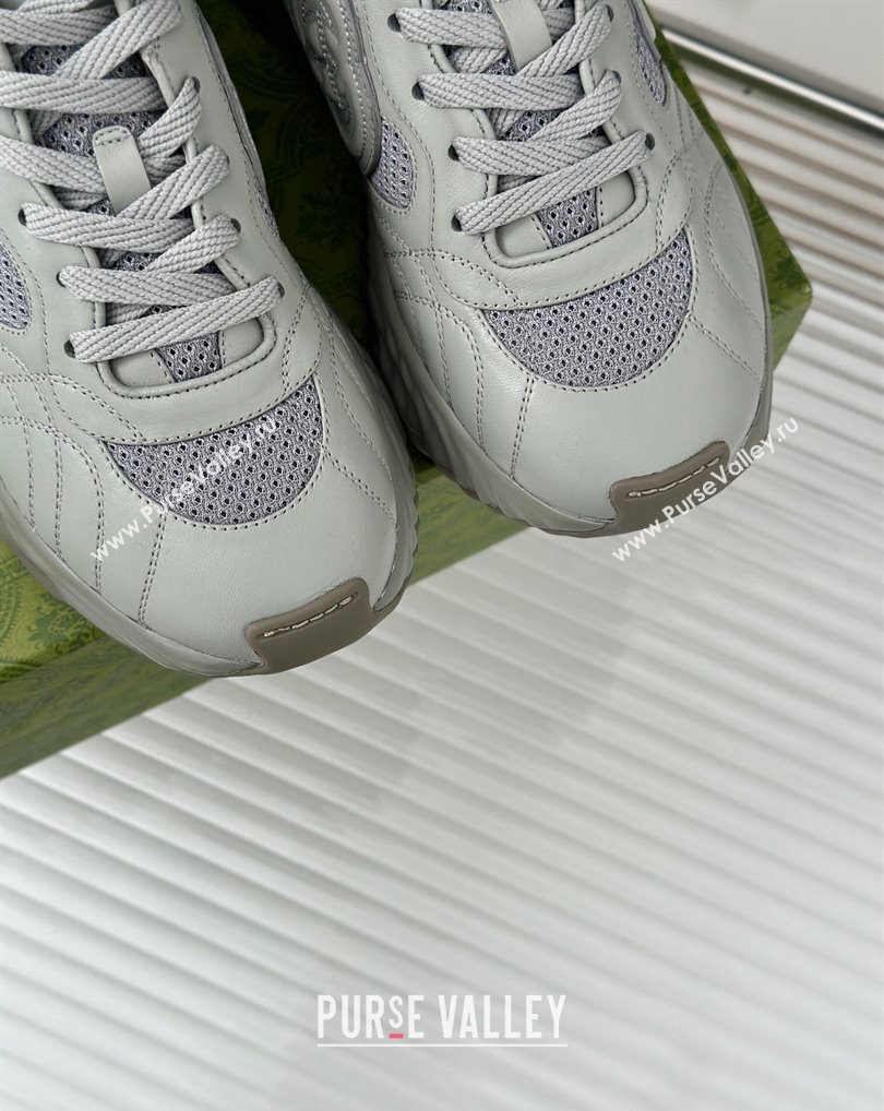 Gucci Ripple trainer Women/Men Sneakers in leather Pale Gray 2024 (kaola-24041110)