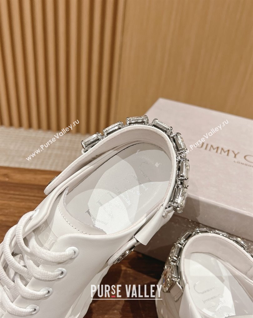 Jimmy Choo Diamond Sling White Nappa Leather Slipper Trainers with Crystal Strap 2024 (kaola-24041115)