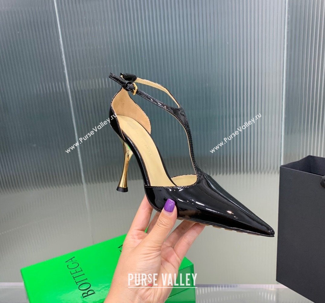 Bottega Veneta Rocket T-Bar Pumps Leather Black 2024 (kaola-24041001)