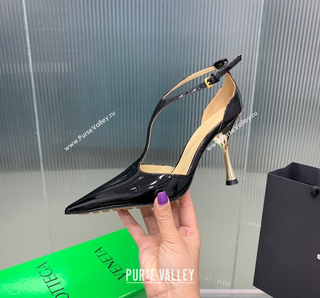 Bottega Veneta Rocket T-Bar Pumps Leather Black 2024 (kaola-24041001)